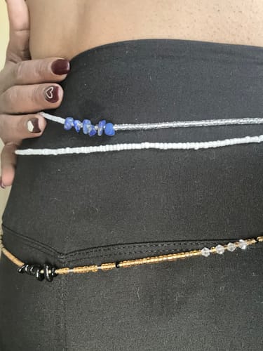 Customer photo review of Silver Lapis Tie On Waist Beads