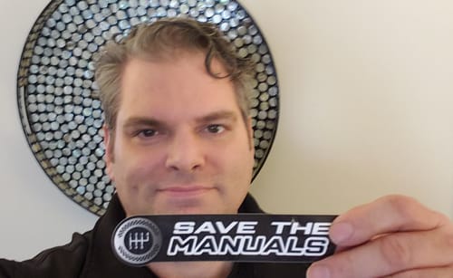 Customer photo review of Save The Manuals Sticker
