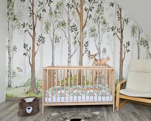 Customer photo review of Papier Peint Animaux Cerf Bois Vert