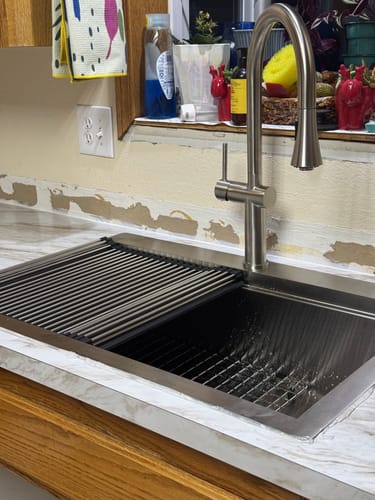 Customer photo review of 33" Top Mount Workstation Sink - Right Offset Drain - Single Bowl (5TMLS33R)