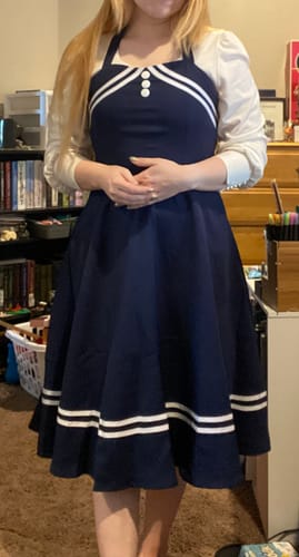 Customer photo review of 1950s Halter Navy Swing Dress