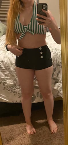 Customer photo review of Green 1950s Retro Halter Stripes Bikini Set