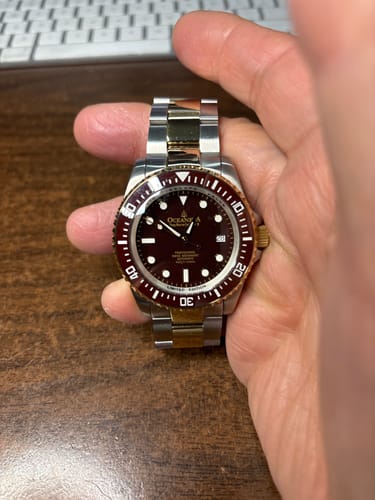 Customer photo review of Oceaneva Men's Deep Marine Explorer II 1250M Pro Diver Watch Brown Yellow Gold