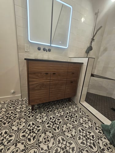 Customer photo review of Austin SLIM 36" American Black Walnut Bathroom Vanity, Left Sink