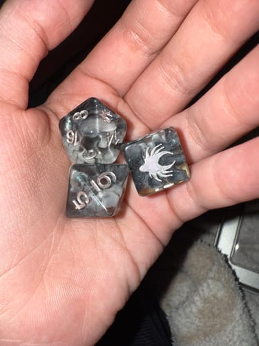 Customer photo review of Misty Step - 14 Piece DnD Dice Set | Acrylic RPG Gaming Dice