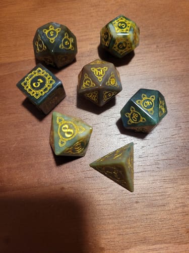 Customer photo review of Indian, Indian Agate Stone Dice Set - Dice Around the World Collection