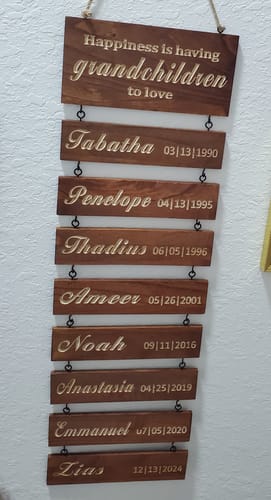 Customer photo review of Personalized Grandkids Hanging Sign (Engraved) Family Keepsake