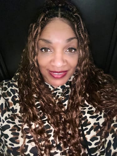 Customer photo review of 24" HD Full Lace Lightweight Human Hair Curls Boho Box Braided Wig