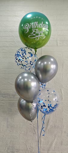 Customer photo review of 16-inch - Orbz Shape - Ombre Blue and Green Helium-Filled Balloon