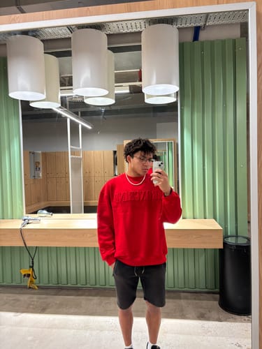 Customer photo review of Reborn Emboss Pullover | Candy Apple