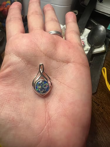 Customer photo review of Celtic Drop Pendant with Cremation Ashes