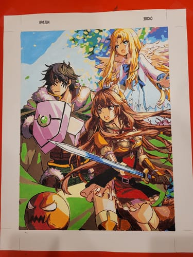 Customer photo review of The Rising of the Shield Hero: Naofumi Raphtalia and Filo - Anime Paint By Numbers Kit