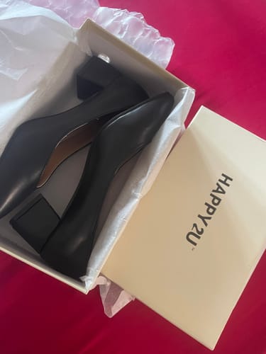 Customer photo review of Stella Pointed Square Heels