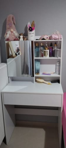 Customer photo review of Τραπέζι Μπουντουάρ Μακιγιάζ Μεικαπ Τουαλέτας Κρεβατοκάμαρας Καθρέφτης Ντουλάπι Λευκό RD-T118W01