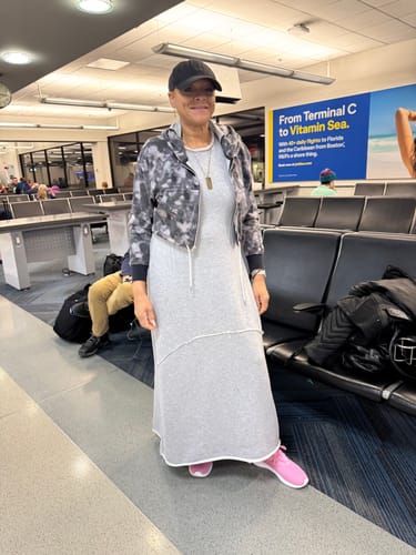 Customer photo review of Relaxed-Fit Grey Maxi Dress