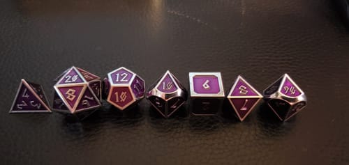 Customer photo review of Elder Runes Purple And Silver Metal Dice Set