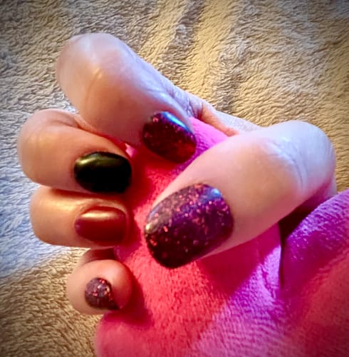 Customer photo review of D669 Sweet Heart Pink Flake Dip Powder