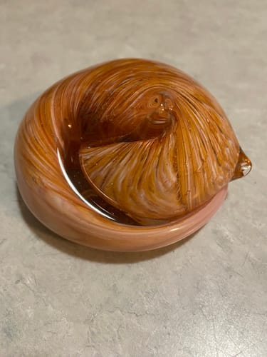 Customer photo review of Memorial Sleeping Glass Cat - Contains Cremation Ash in Glass from Your Loved Cat