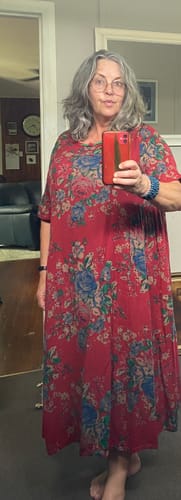 Gai W. review of Plus Size Summer Vintage Ethnic Flower Button Loose Dress image 1 out of 1