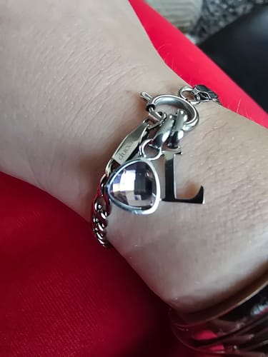 Customer photo review of Letter & birthstone bracelet silver