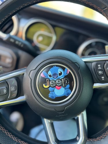 Customer photo review of Design Your Own Steering Wheel Decal for Jeep