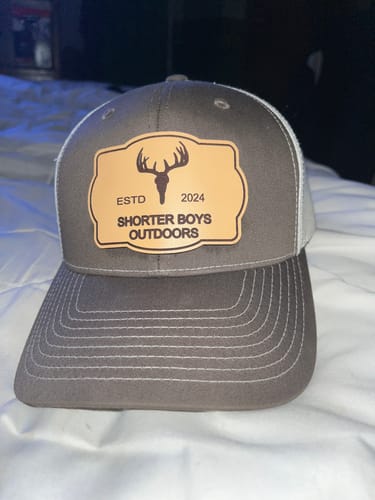 Customer photo review of Custom Leather Patch Hats Richardson 112 Laser Engraved