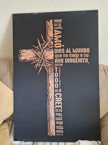 Customer photo review of "JUAN 3:16" cuadro decorativo