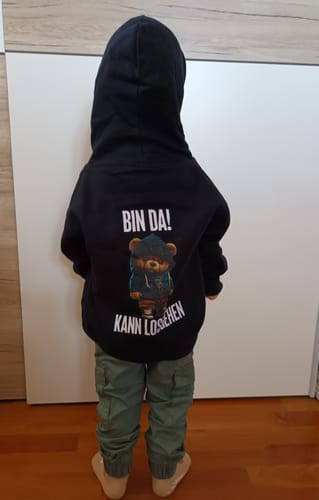 Customer photo review of BIN DA! TEDDY Rückendruck Unisex Hoodie