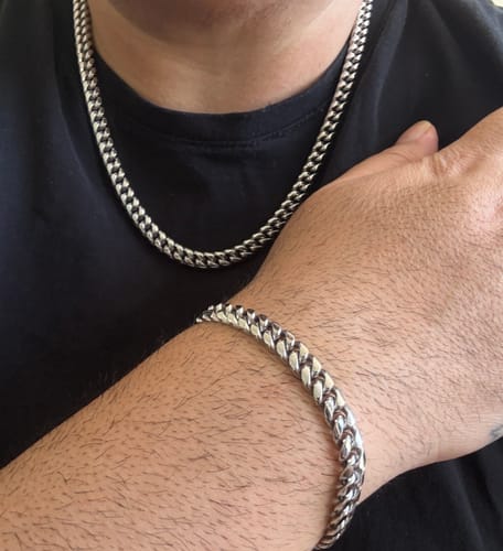 Customer photo review of Cuban Chain (White Gold) 8mm Set