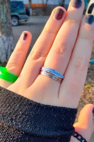 Customer photo review of Starry Ocean Glow in the Dark Adjustable Couple Rings