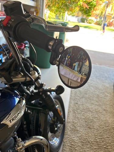 Customer photo review of Triumph Bar End Finishers & Mirror Kits - 1” to 7/8" Adapter - Handlebar Triumph Models – Bobber, Speedmaster, T100 & T120