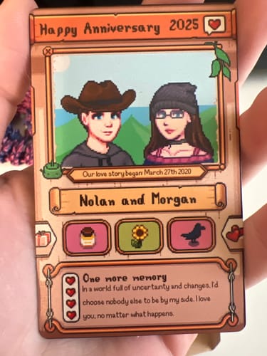 Customer photo review of Custom Farmers Metal Card – Personalized Gift for Couples