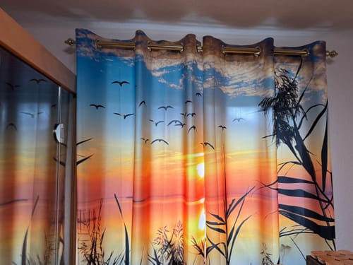 Customer photo review of Fotovorhang "Sonnenuntergang am Steg"