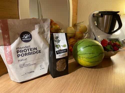 Customer photo review of Bio Protein Porridge Mandel-Natur Mega-Pack-1000g