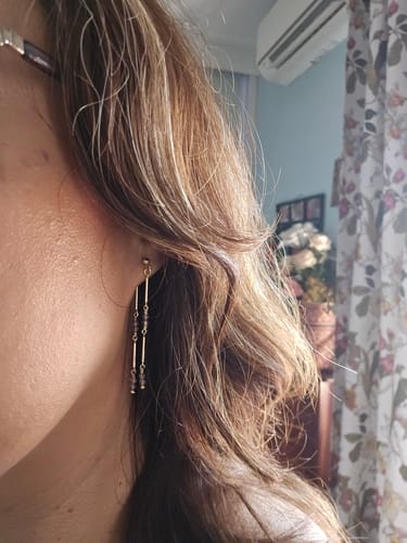 Customer photo review of Bamboo Vine Earrings