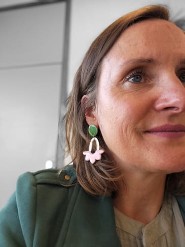 Sandrine K. review of Boucles Dahlia, vert jade et rose pâle image 1 out of 1