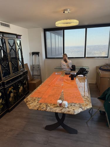 Customer photo review of 418 Curva 28" Dining Table Curved Legs