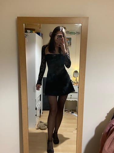 Customer photo review of Louise mini dress with lace details