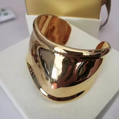 Customer photo review of AuricAdorn Small Bone Cuff in Gold Plated | Alloy Steel
