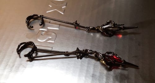 Customer photo review of "Star Trails" 24K Gold Plated Statement Moissanite Tassel Dangle Ear Cuffs