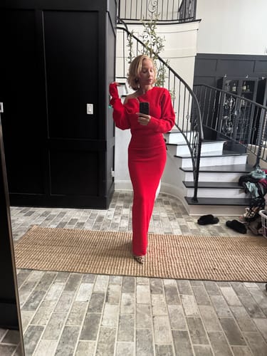 Customer photo review of Knit Off-Shoulder Sweater Maxi Dress