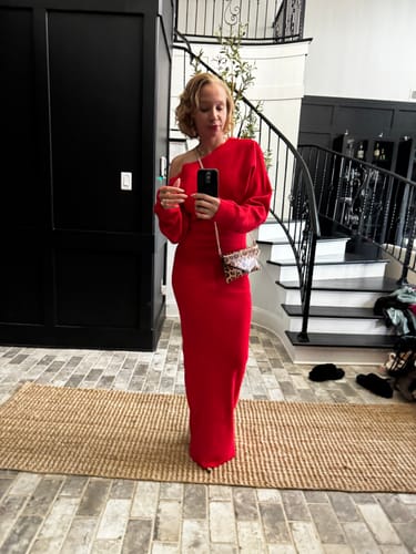 Customer photo review of Knit Off-Shoulder Sweater Maxi Dress