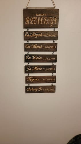 Customer photo review of Personalized Grandkids Hanging Sign (Engraved) Family Keepsake