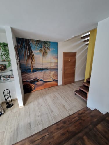 Customer photo review of Schiebegardine Motiv "Baumkrone Herbst Sonnenschein"