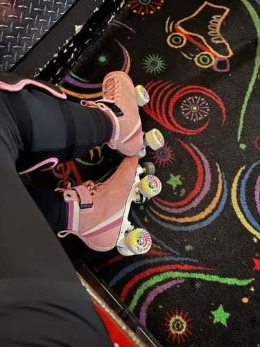 Customer photo review of ParkStar Pastel Roller Skates - Bubblegum Pink/White/Dark Pink