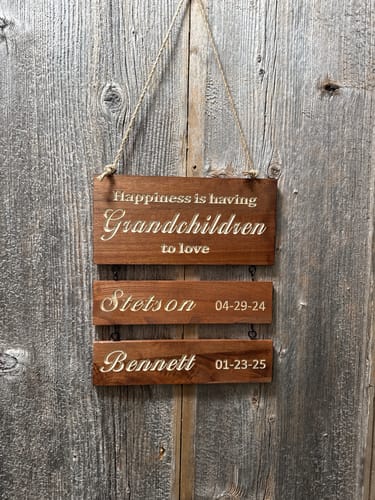 Customer photo review of Custom Name Slat (Printed) - Add On For Existing Sign