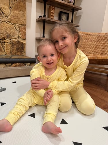 Customer photo review of Kids Twirl Dress - OAT GINGHAM