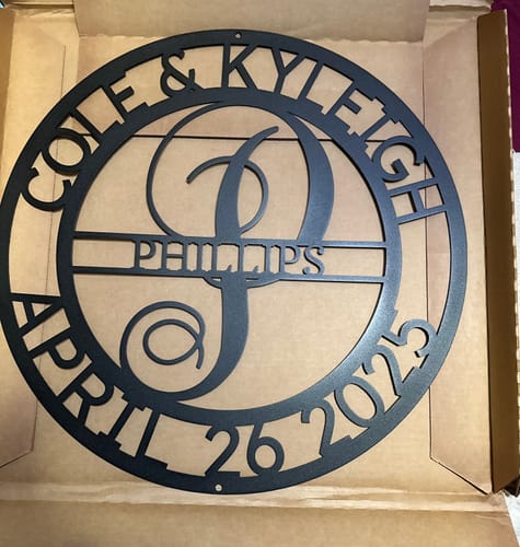 Customer photo review of Elaborate Name - Steel Sign