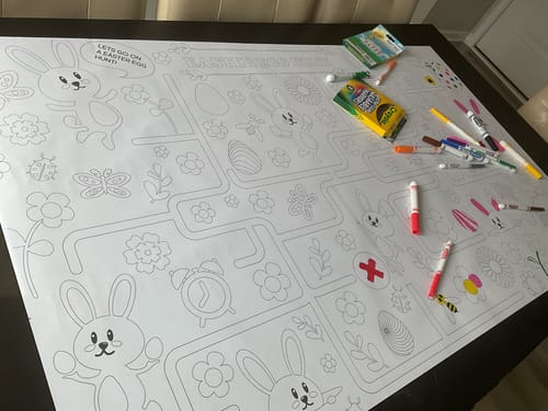 Customer photo review of Easter Egg Hunt Table Size Coloring Sheet