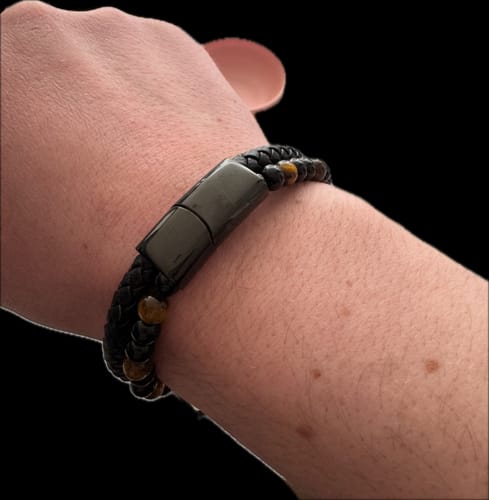 Customer photo review of Son/Soulmate Leather and Bead Bracelet - JWL Men's Bracelet